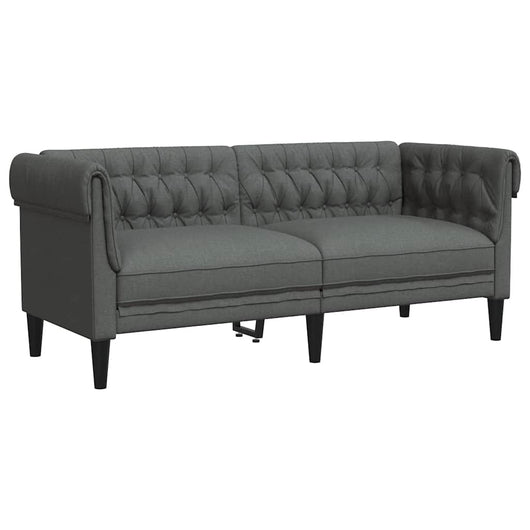 Divano Chesterfield a 2 Posti Grigio Scuro in Tessuto 372548