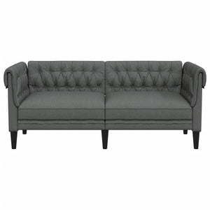 Divano Chesterfield a 2 Posti Grigio Scuro in Tessuto 372548