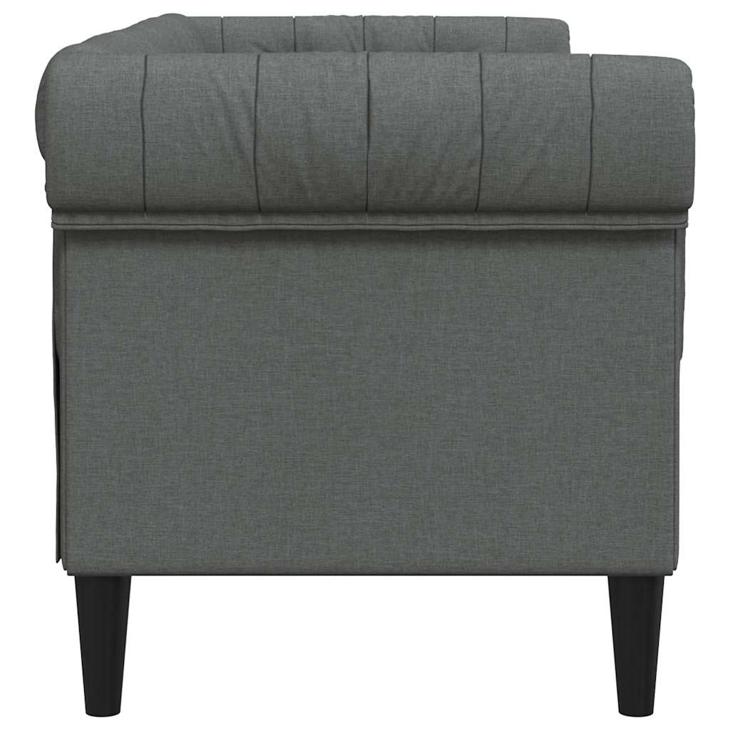 Divano Chesterfield a 2 Posti Grigio Scuro in Tessuto 372548