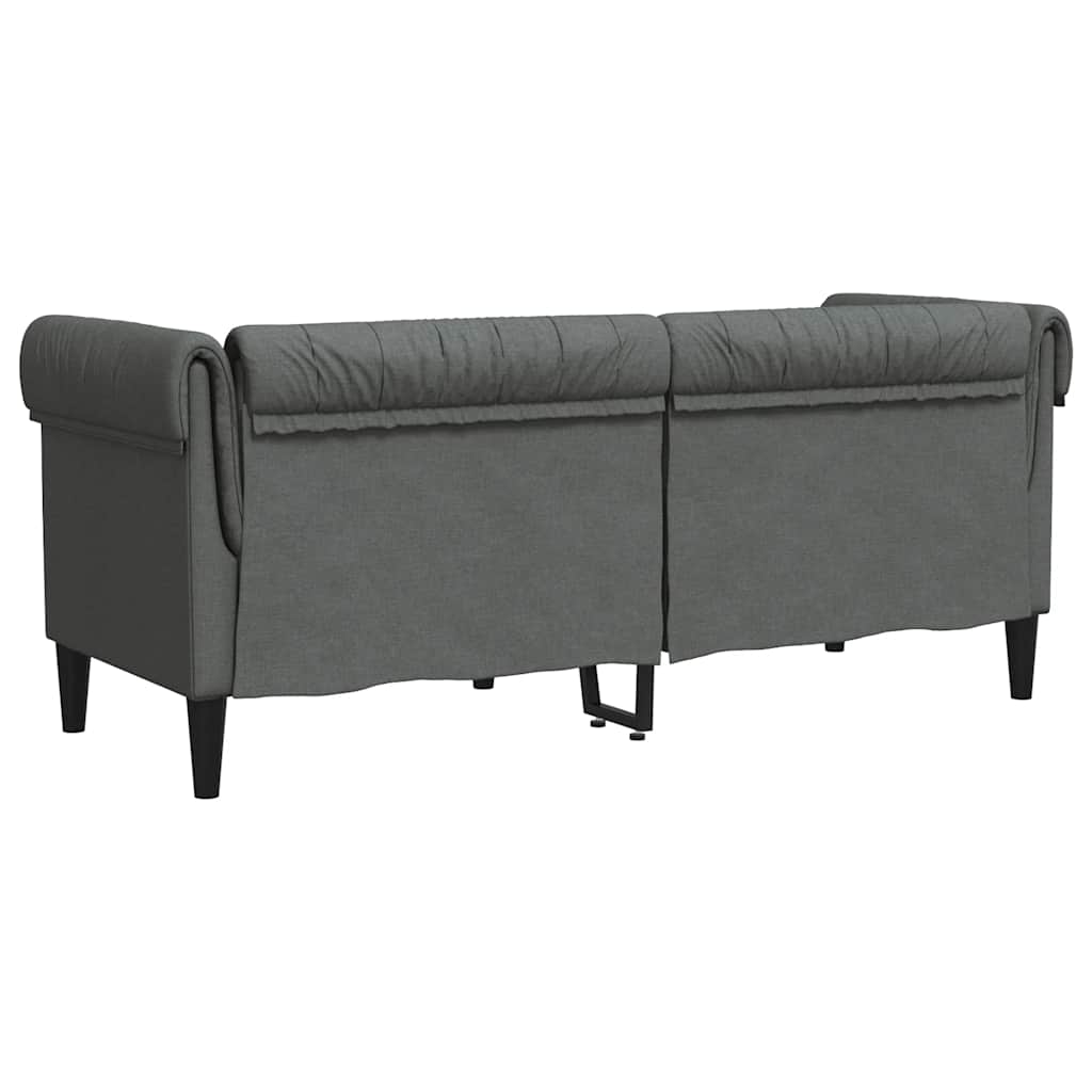 Divano Chesterfield a 2 Posti Grigio Scuro in Tessuto 372548