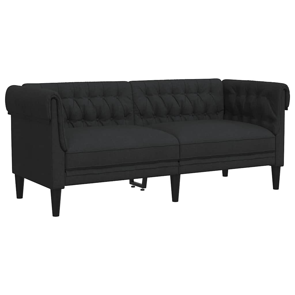 Divano Chesterfield a 2 Posti Nero in Tessuto 372549