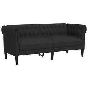Divano Chesterfield a 2 Posti Nero in Tessuto 372549