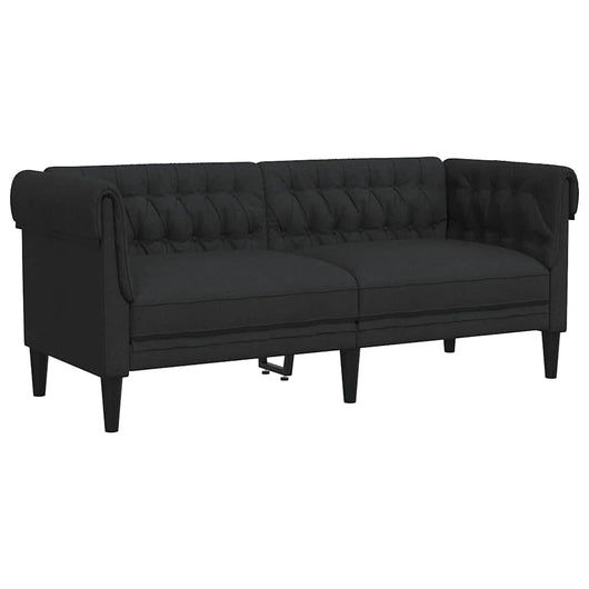 Divano Chesterfield a 2 Posti Nero in Tessuto 372549