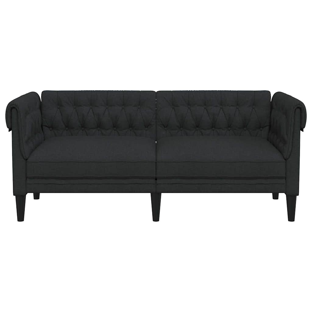 Divano Chesterfield a 2 Posti Nero in Tessuto 372549