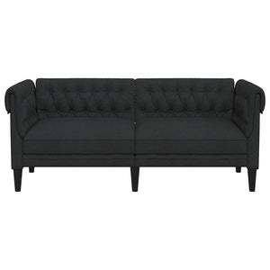 Divano Chesterfield a 2 Posti Nero in Tessuto 372549