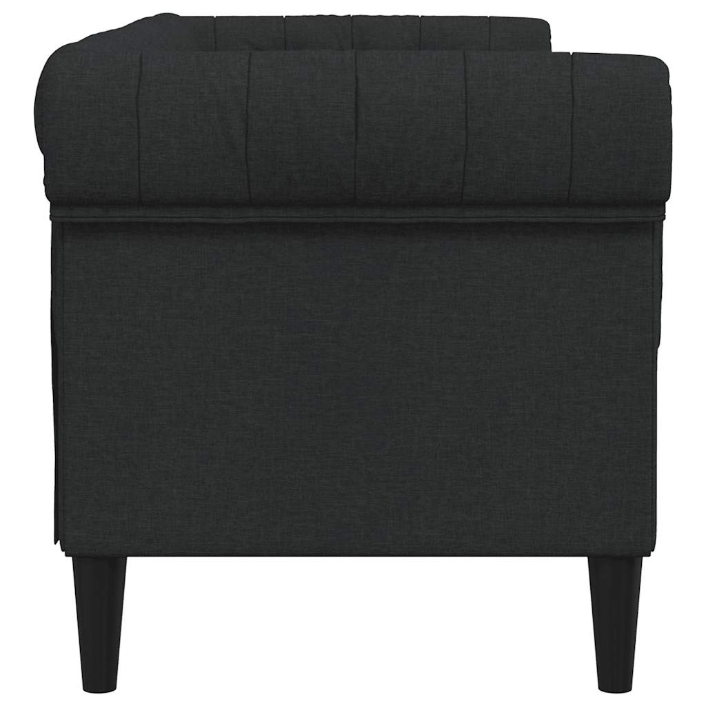 Divano Chesterfield a 2 Posti Nero in Tessuto 372549