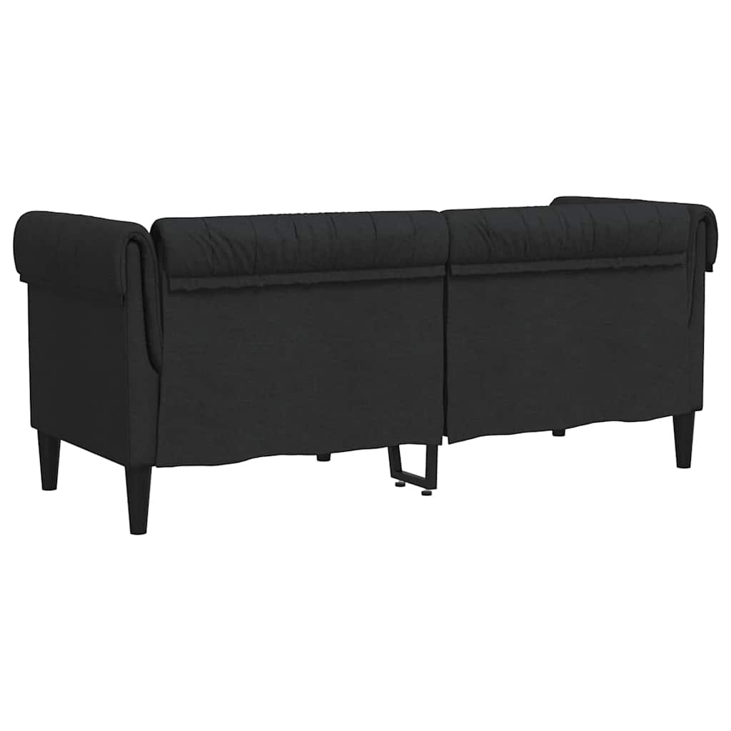 Divano Chesterfield a 2 Posti Nero in Tessuto 372549