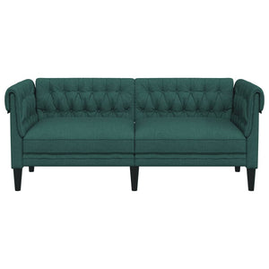Divano Chesterfield a 2 Posti Verde Scuro in Tessuto 372551