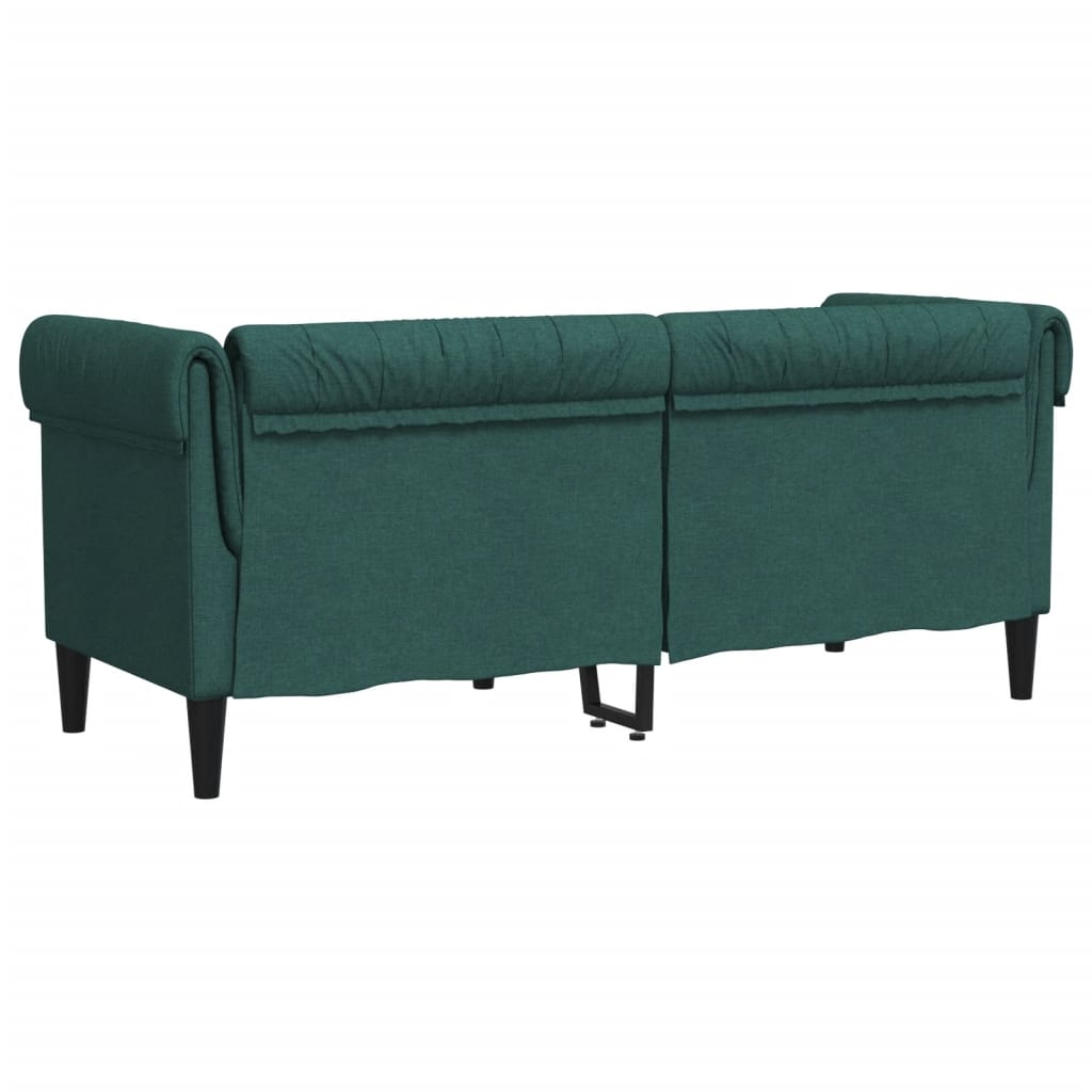 Divano Chesterfield a 2 Posti Verde Scuro in Tessuto 372551