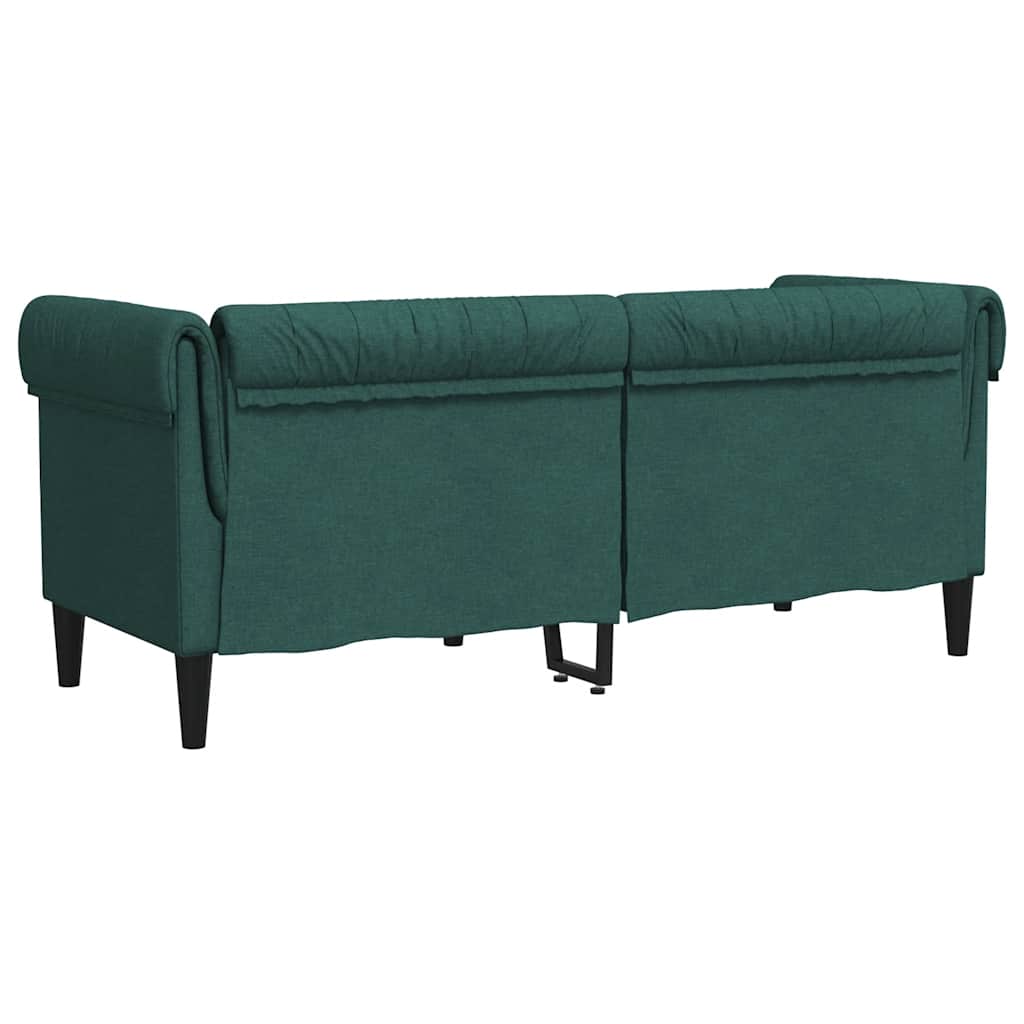 Divano Chesterfield a 2 Posti Verde Scuro in Tessuto