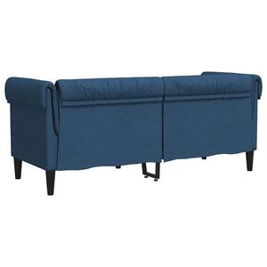 vidaXL Divano Chesterfield a 2 Posti Blu in Tessuto