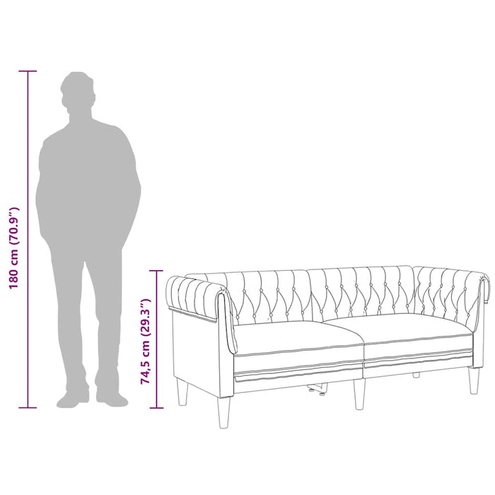 vidaXL Divano Chesterfield a 2 Posti Blu in Tessuto