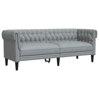 Divano Chesterfield a 3 Posti Grigio Chiaro in Tessuto 372556