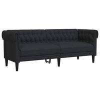 Divano Chesterfield a 3 Posti Nero in Tessuto
