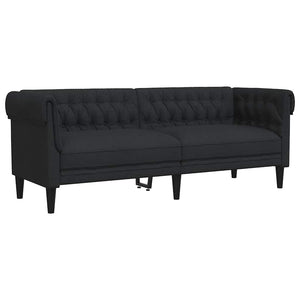 Divano Chesterfield a 3 Posti Nero in Tessuto 372558