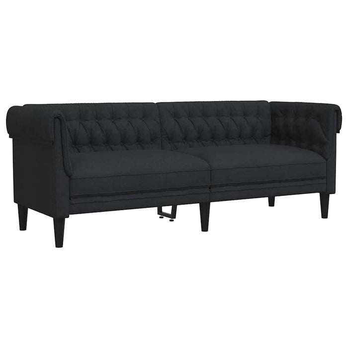 Divano Chesterfield a 3 Posti Nero in Tessuto 372558