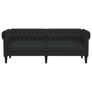 Divano Chesterfield a 3 Posti Nero in Tessuto