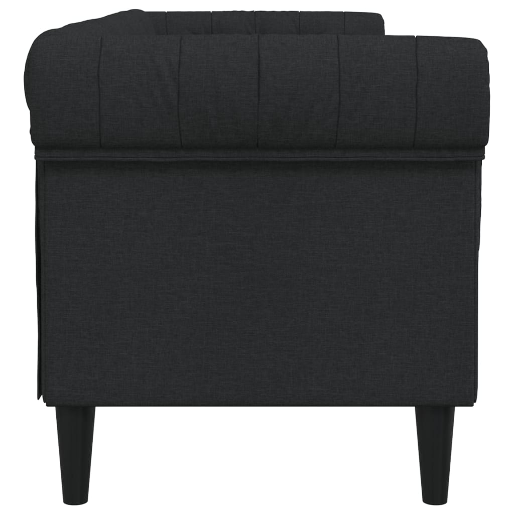 Divano Chesterfield a 3 Posti Nero in Tessuto 372558