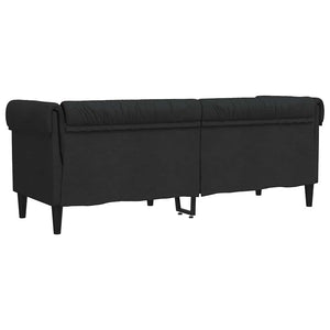 Divano Chesterfield a 3 Posti Nero in Tessuto 372558