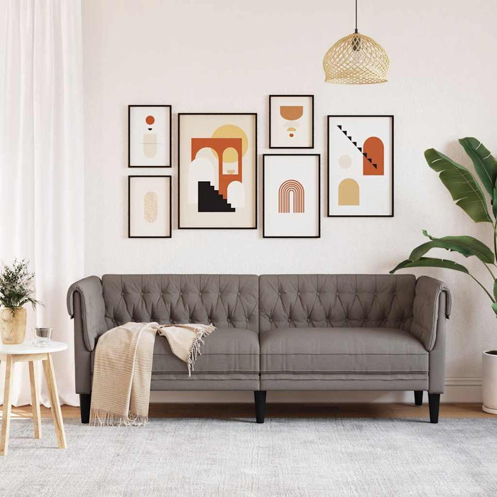 Divano Chesterfield a 3 Posti Tortora in Tessutocod mxl 91451