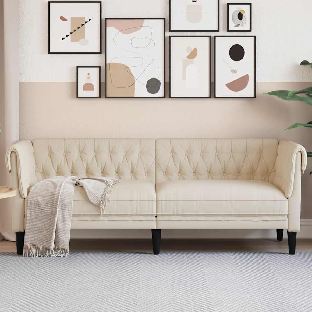 Divano Chesterfield a 3 Posti Crema in Tessutocod mxl 91453