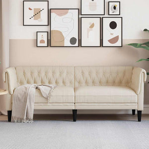 Divano Chesterfield a 3 Posti Crema in Tessutocod mxl 91453