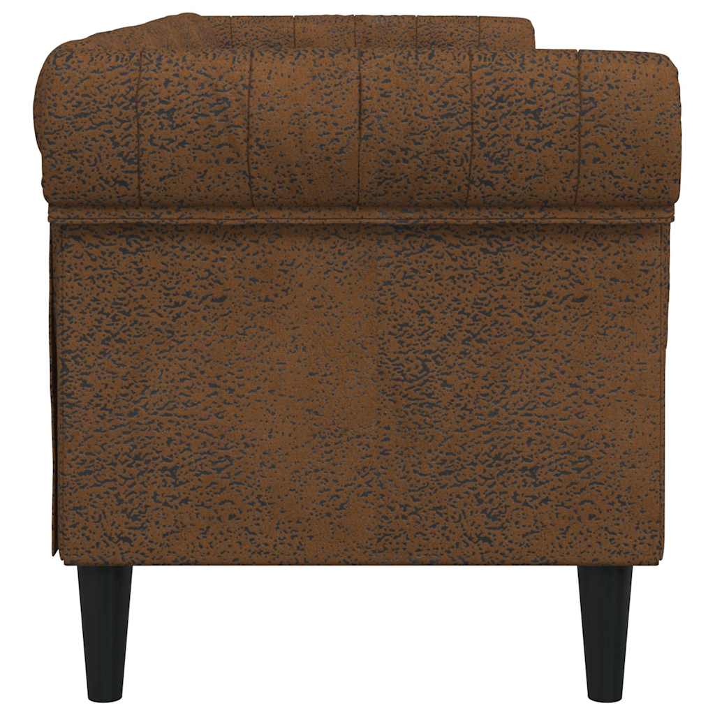 Divano Chesterfield a 3 Posti Marrone in Tessuto 372564