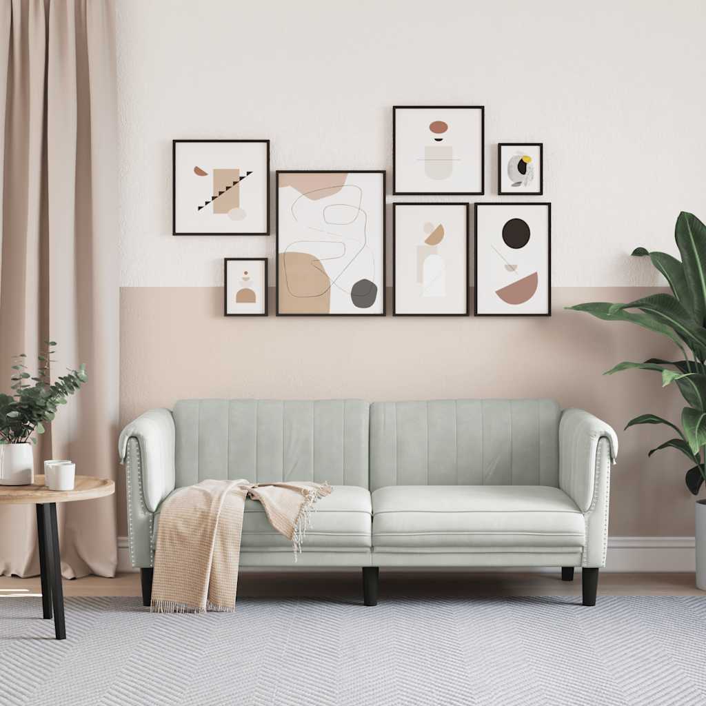 Divano a 2 Posti Grigio Chiaro in Velluto 372575