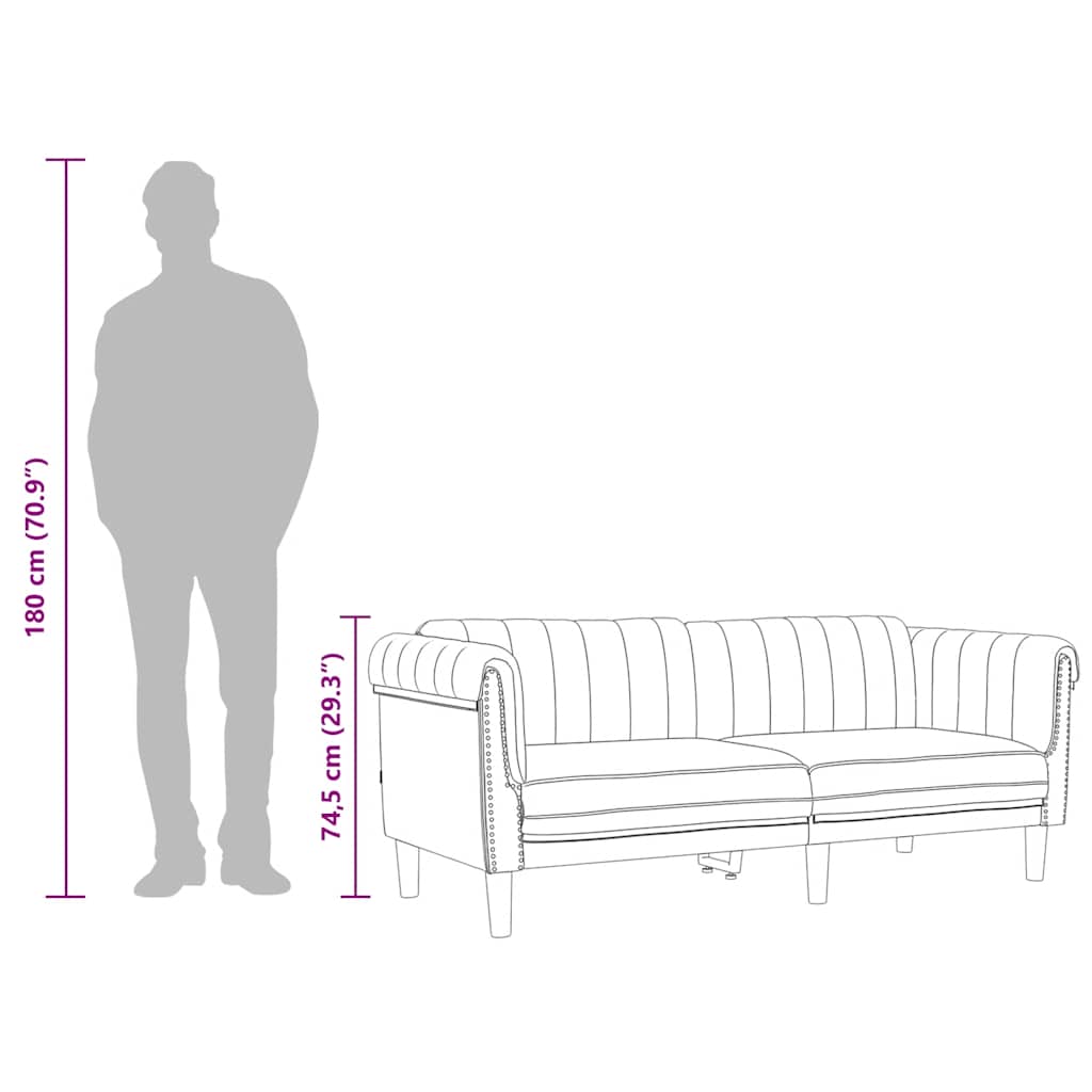 vidaXL Divano a 2 Posti Rosso Vino in Velluto