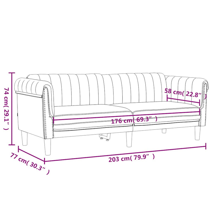 Divano a 3 Posti Verde Scuro in Velluto