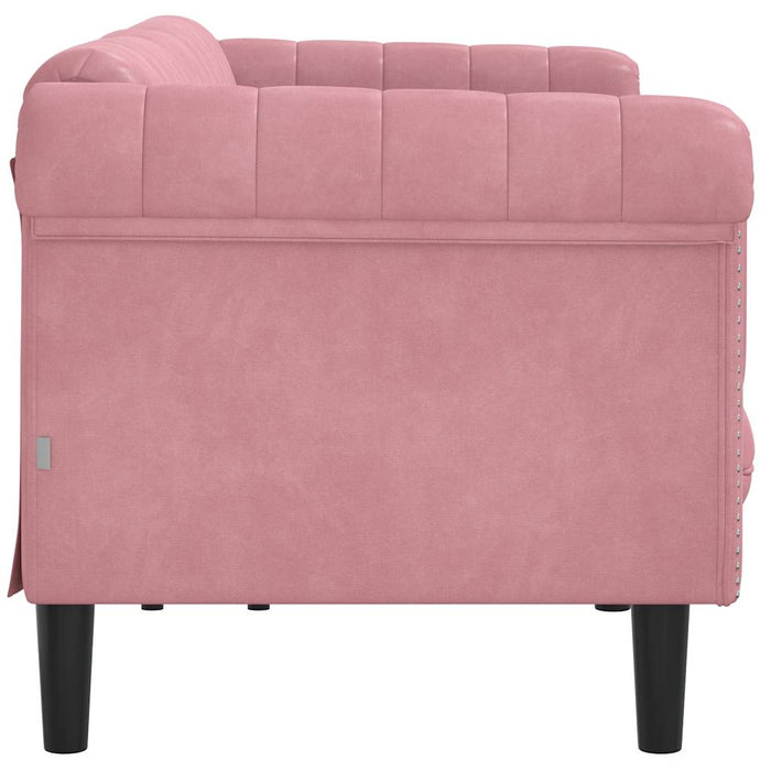 Divano a 3 Posti-Sofa 3 Posti Rosa in Velluto