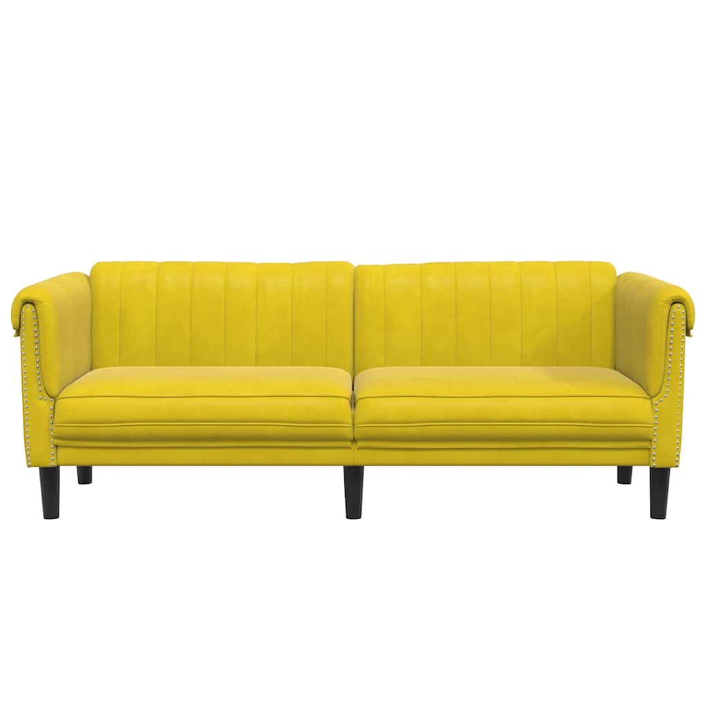 Divano a 3 Posti Giallo in Velluto 372591