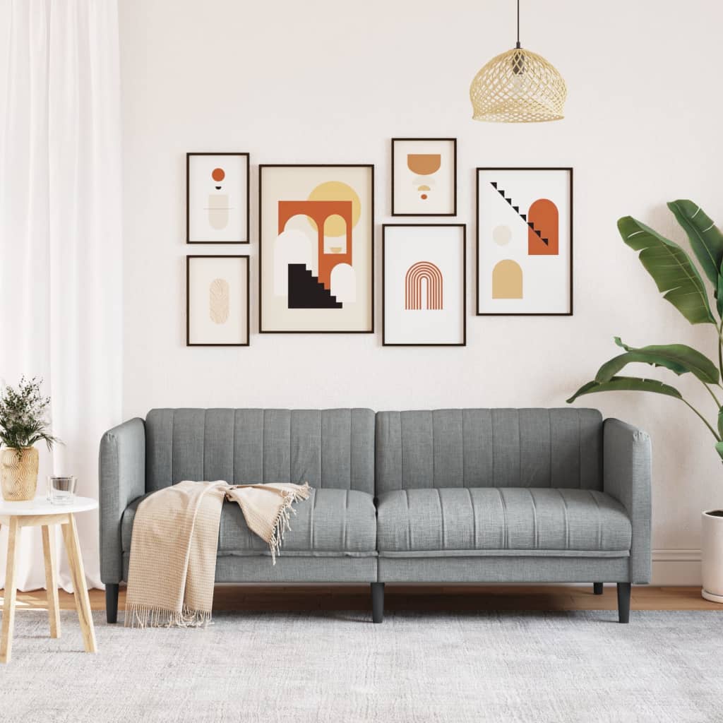 Divano a 3 Posti Grigio Chiaro in Tessuto 372613