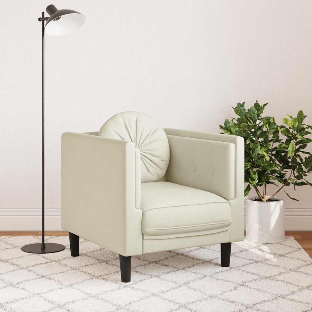 Poltrona con Cuscino Crema in Velluto 372629