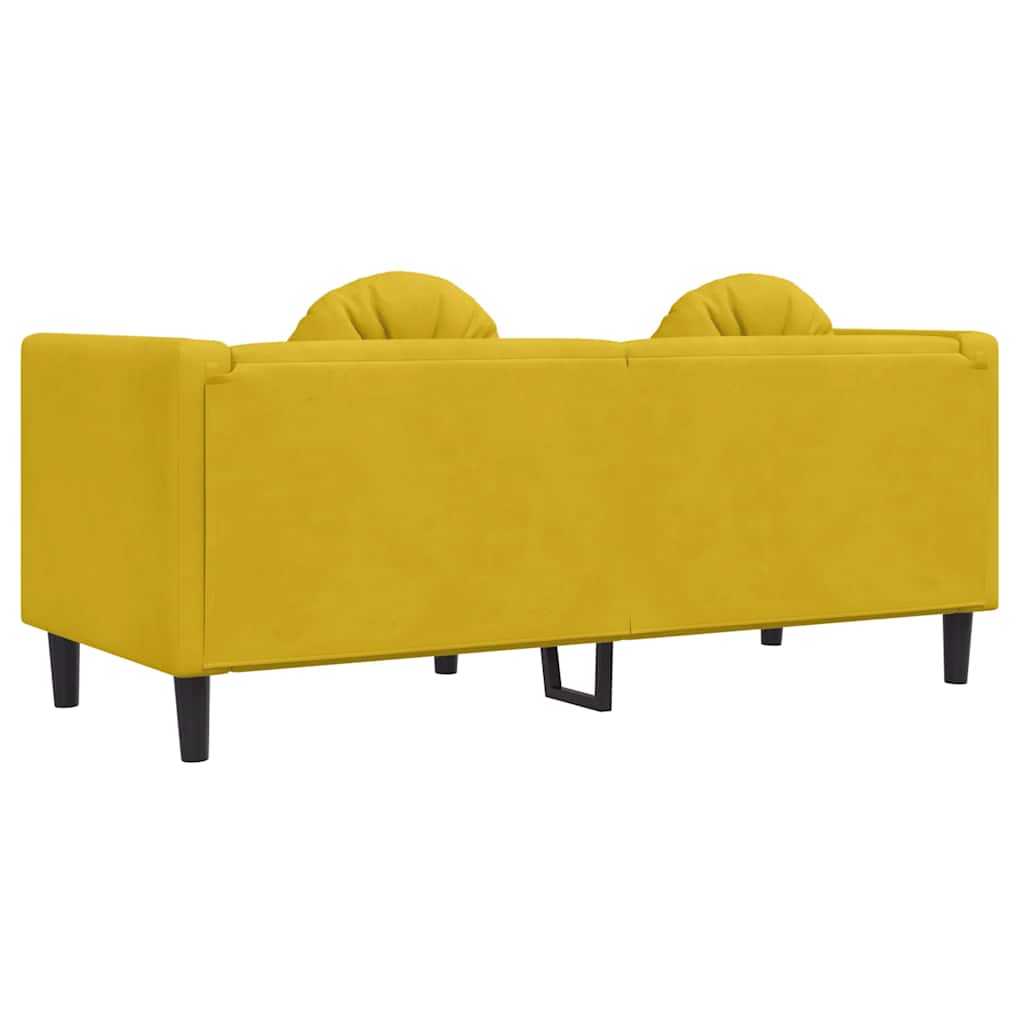 Divano a 2 Posti con Cuscini-Sofa 2 Posti con Cuscini Giallo in Velluto