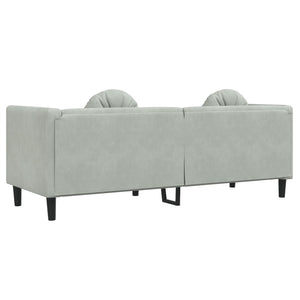 Divano a 3 Posti con Cuscini Grigio Chiaro in Velluto 372642