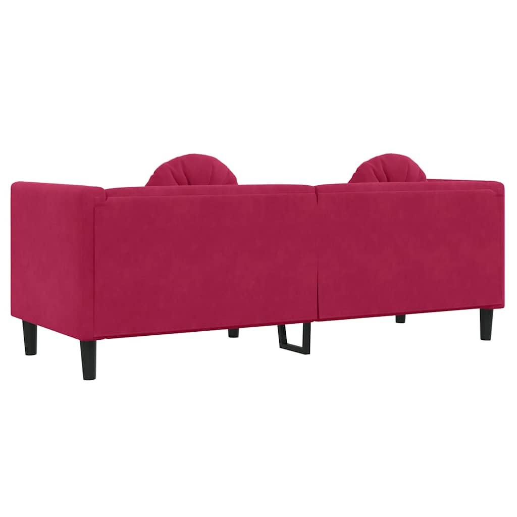 Divano con Cuscini 3 Posti-Sofa Modulare-Divanetto Rosso Vino in Velluto