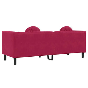 Divano con Cuscini 3 Posti-Sofa Modulare-Divanetto Rosso Vino in Velluto