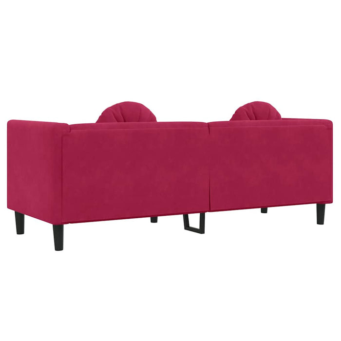 Divano con Cuscini 3 Posti-Sofa Modulare-Divanetto Rosso Vino in Velluto