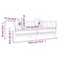 Divano a 3 Posti con Cuscini Giallo in Velluto
