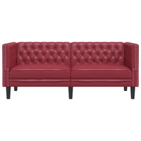 Poltrona Chesterfield a 2 Posti Rosso Vino in Similpelle 372663
