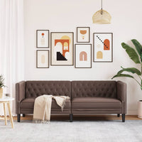 vidaXL Divano Chesterfield a 3 Posti Marrone in Similpelle