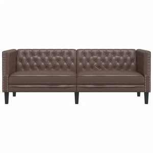 Divano Chesterfield a 3 Posti Marrone in Similpelle 372668