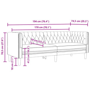 Divano Chesterfield a 3 Posti Marrone in Similpelle 372668