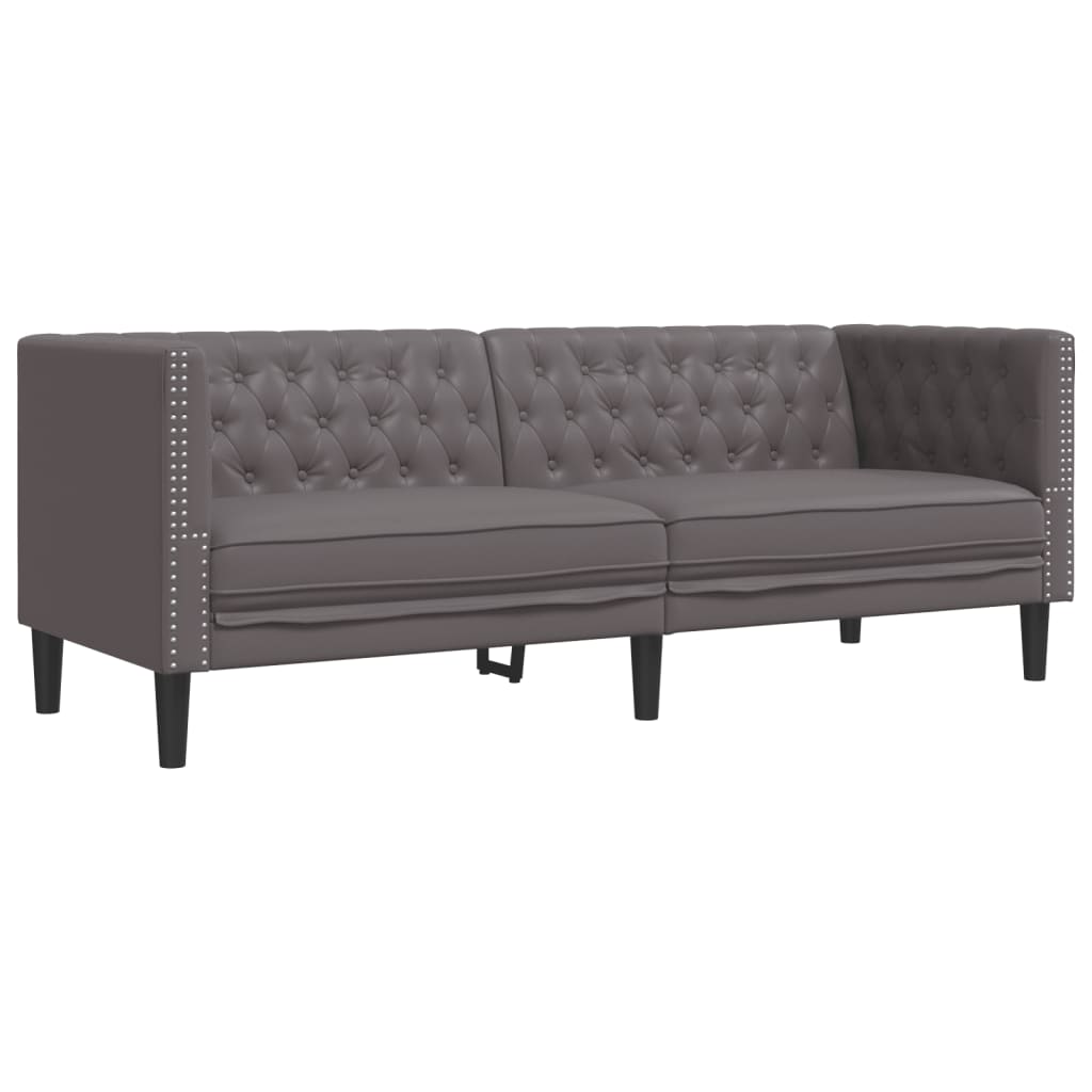 vidaXL Divano Chesterfield a 3 Posti Grigio in Similpelle