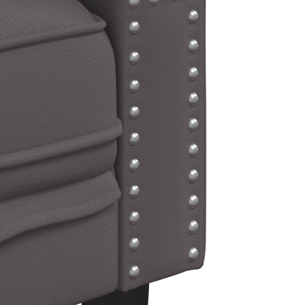 vidaXL Divano Chesterfield a 3 Posti Grigio in Similpelle