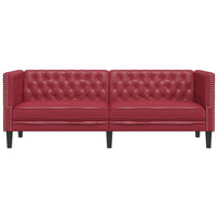 Poltrona Chesterfield a 3 Posti Rosso Vino in Similpelle 372670
