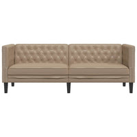 Poltrona Chesterfield a 3 Posti Cappuccino in Similpelle