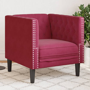 vidaXL Poltrona Chesterfield Rosso Vino in Velluto