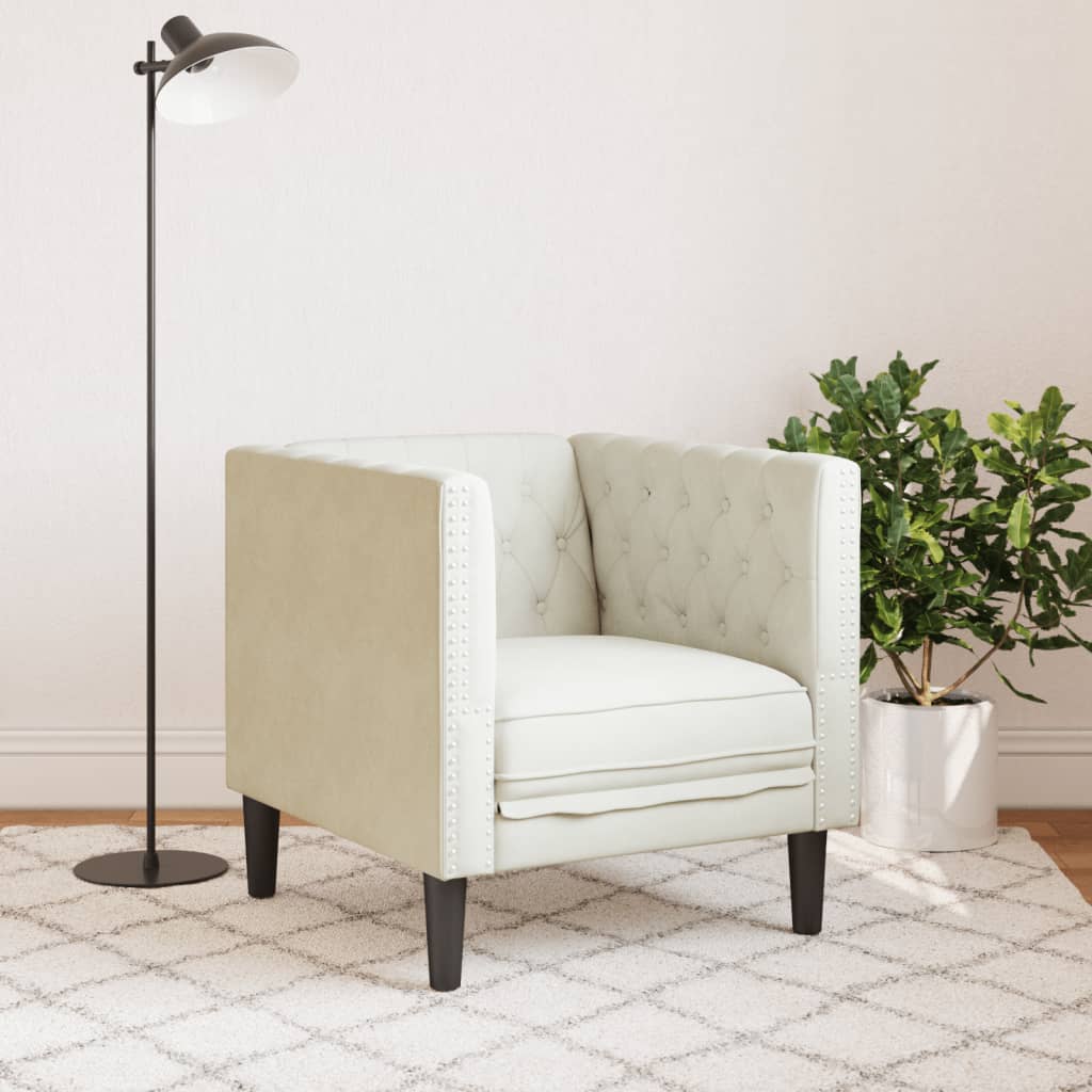 vidaXL Poltrona Chesterfield Crema in Velluto